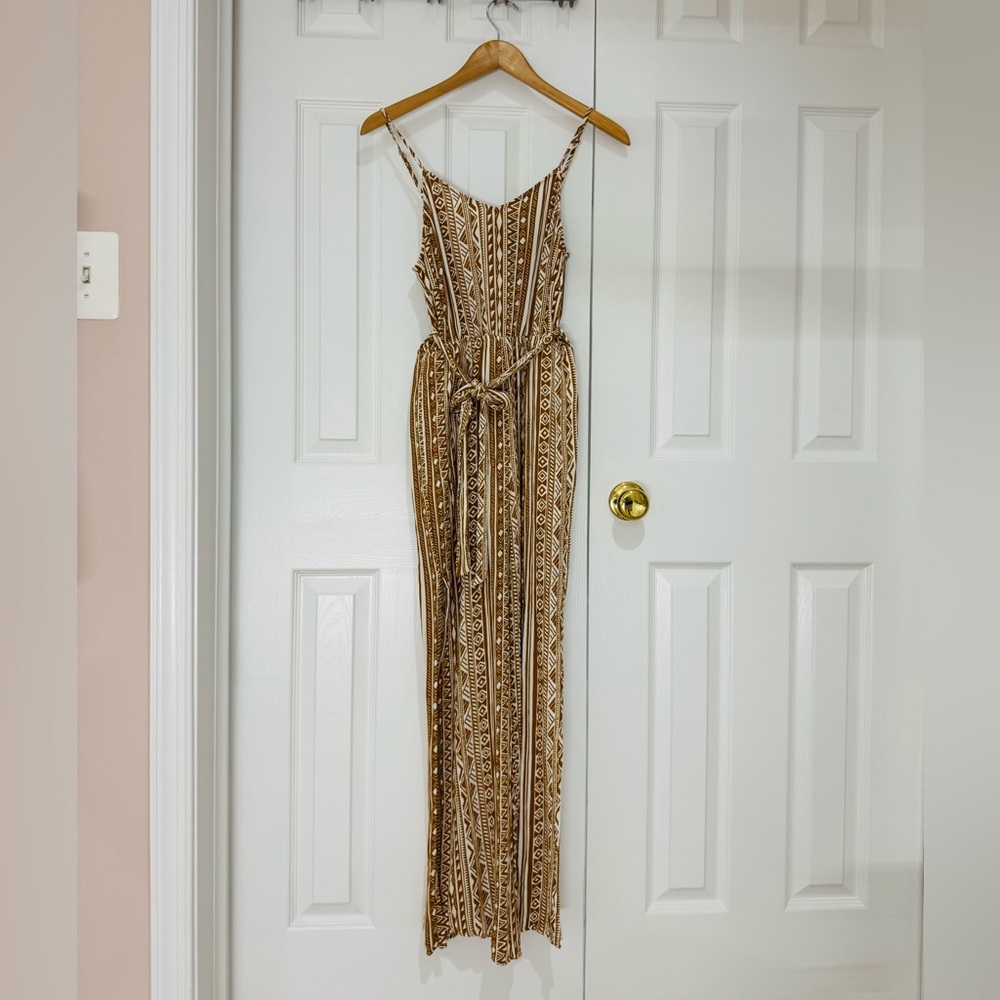 Med Patterned Jumpsuits Open Back Leg Slits Boho Festival Clothing Onetheland